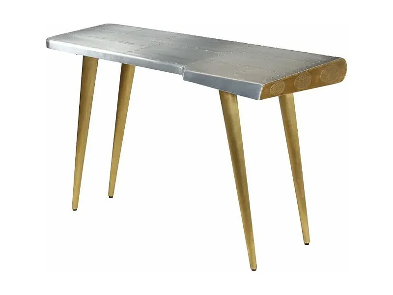 Bureau bois manguier aluminium argenté métal Alpha