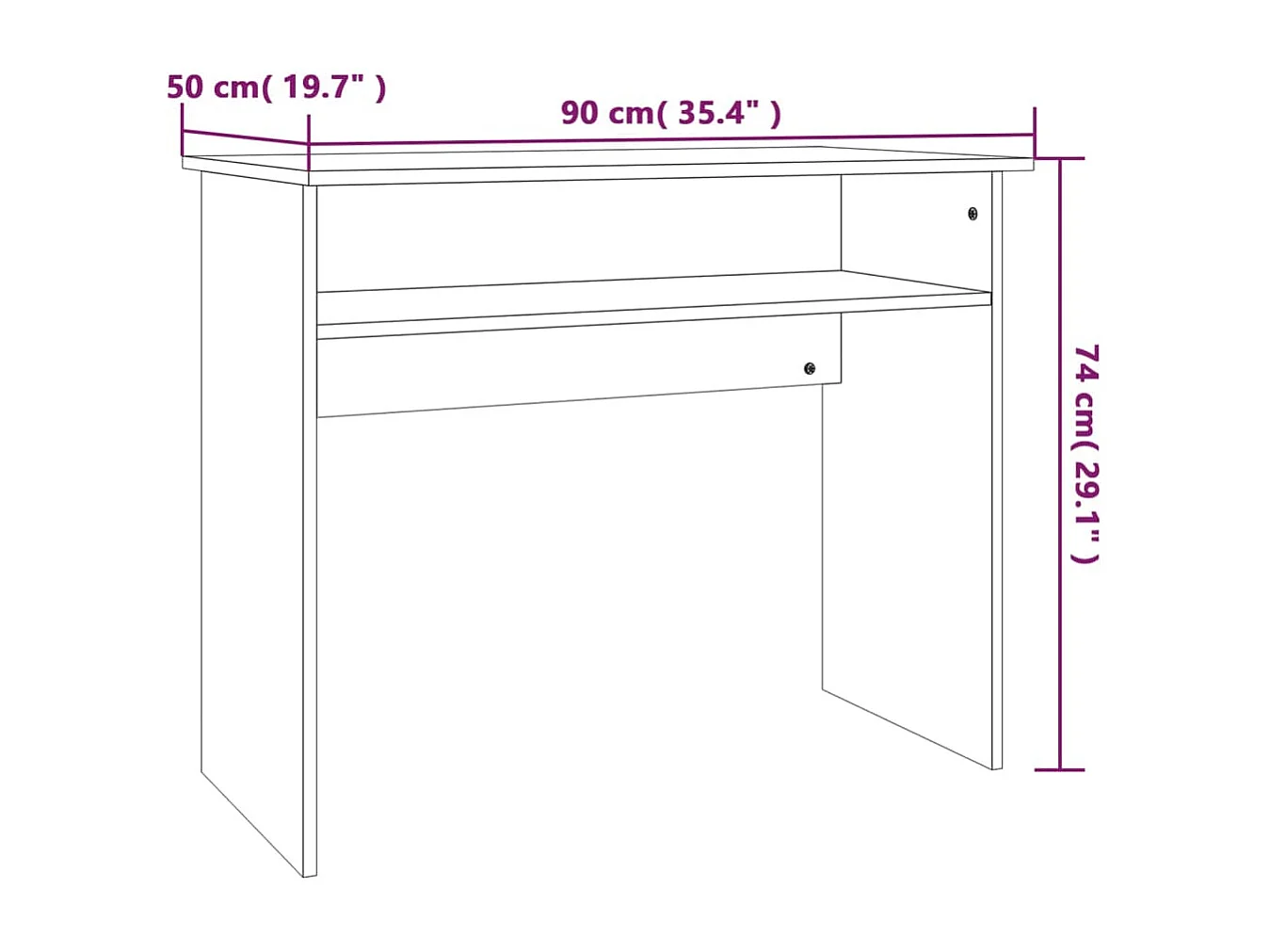 Bureau Sonoma gris 90x50x74 Bois d'ingénierie