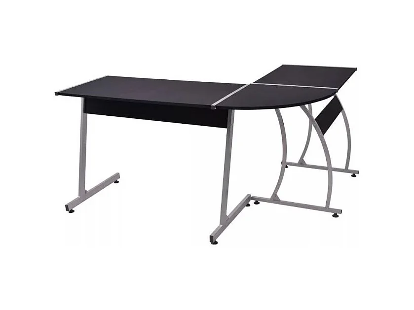 Bureau d'angle bois noir et métal Saryel 152cm