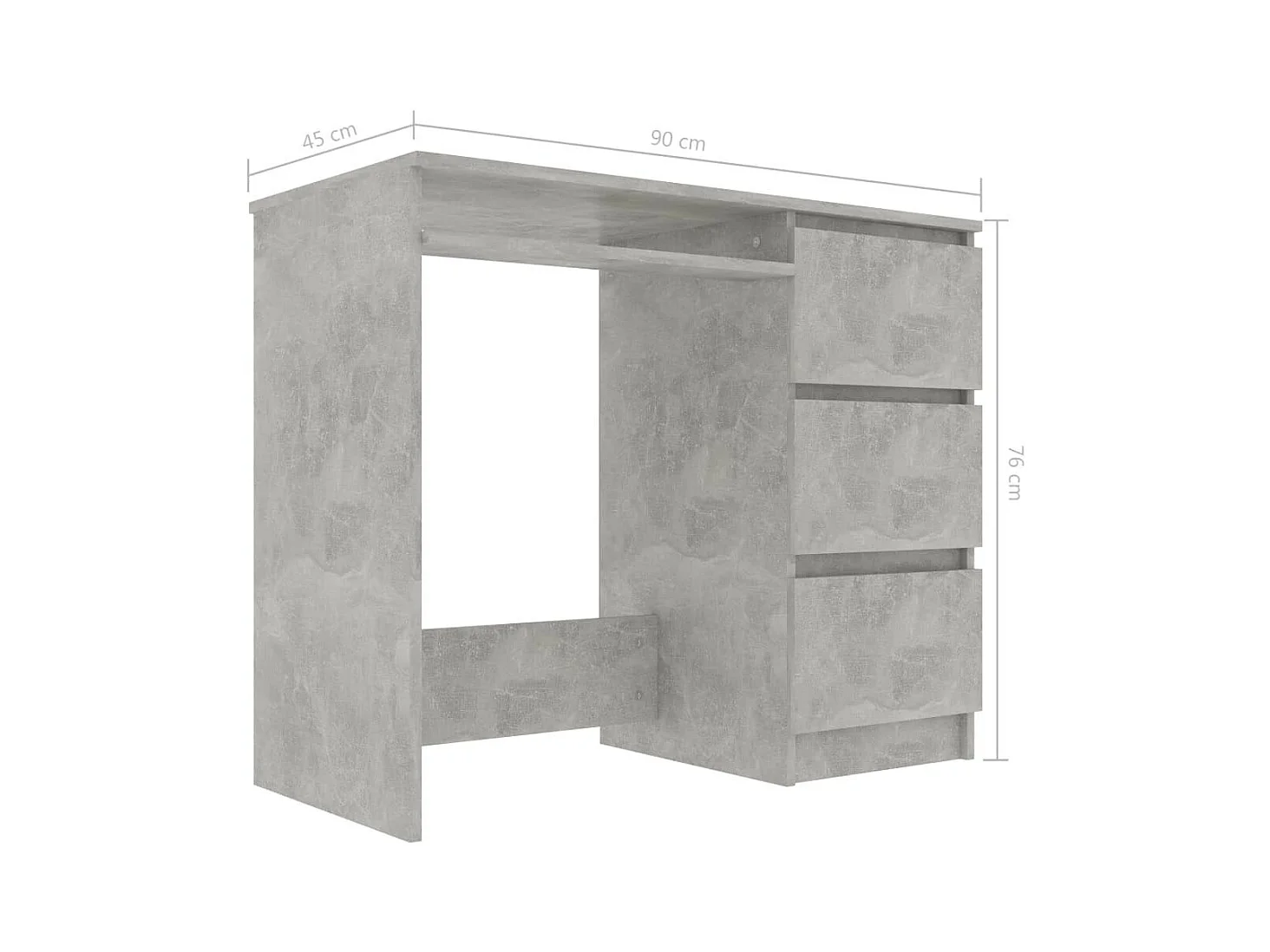 Bureau Gris béton 90x45x76