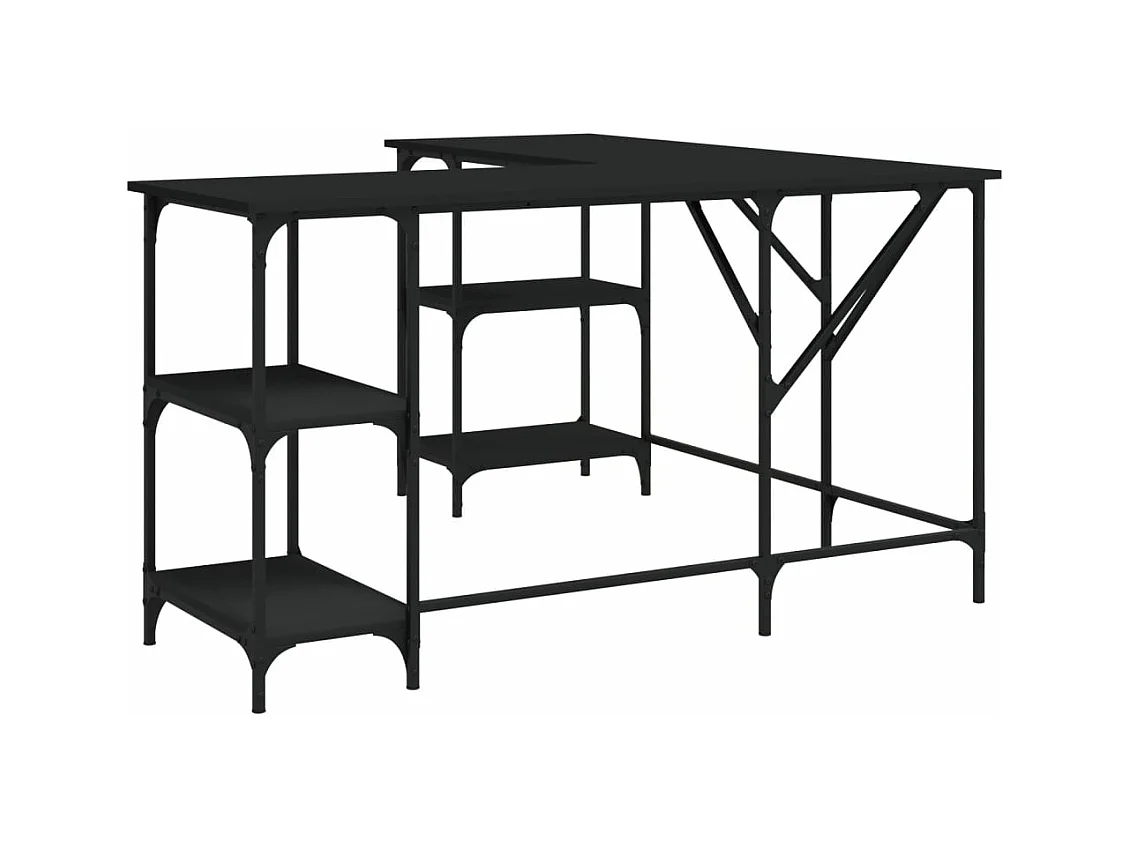 Bureau noir 139x139x75 bois d'ingénierie