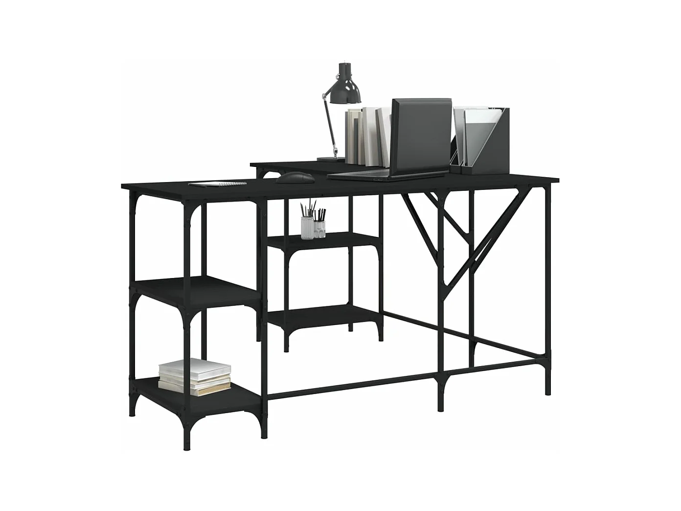 Bureau noir 139x139x75 bois d'ingénierie