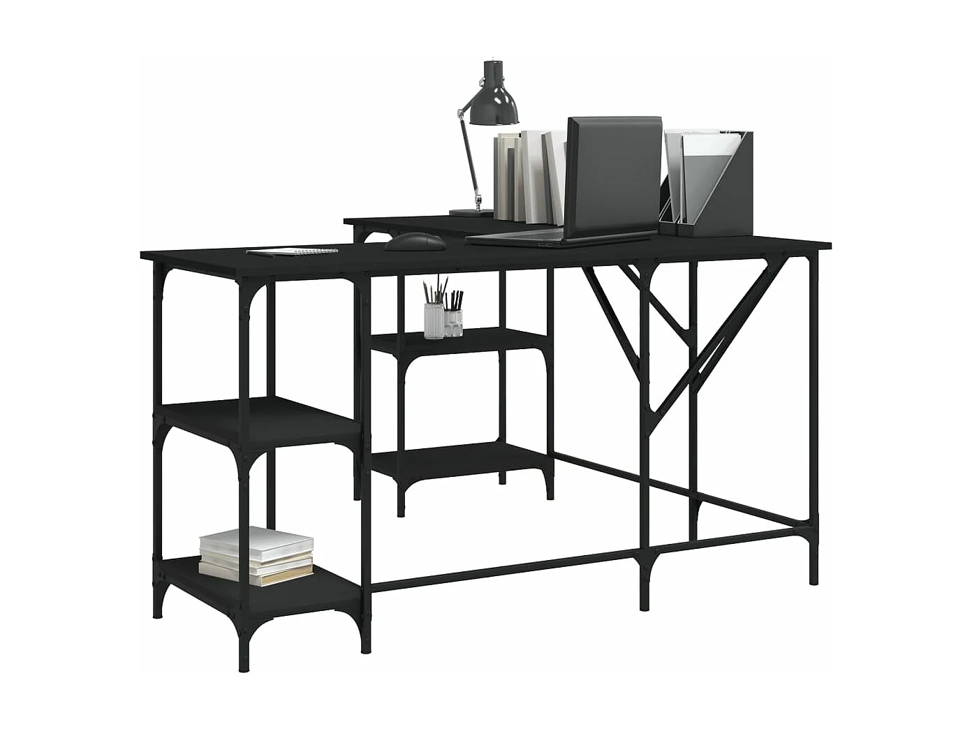 Bureau noir 139x139x75 bois d'ingénierie