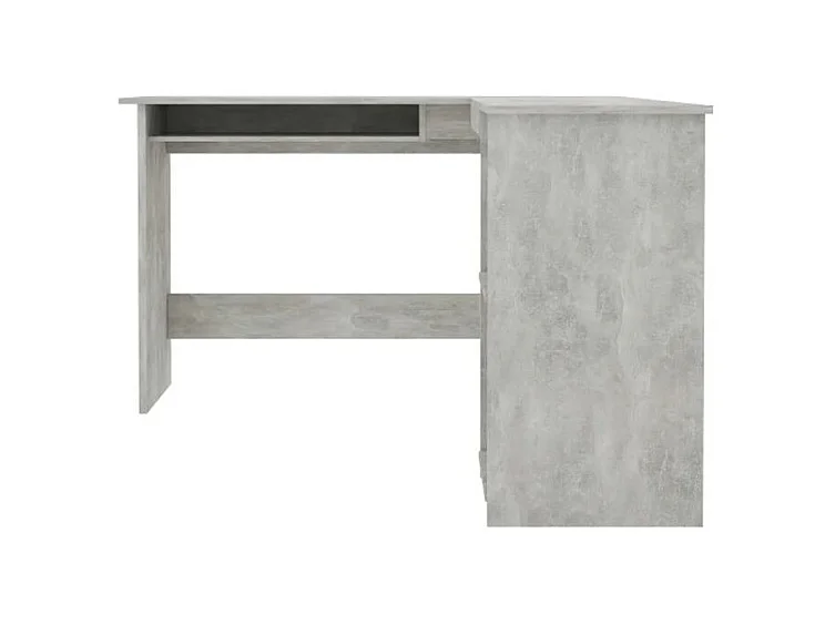 Bureau d'angle 1 tiroir 2 étagères bois gris béton Jayden