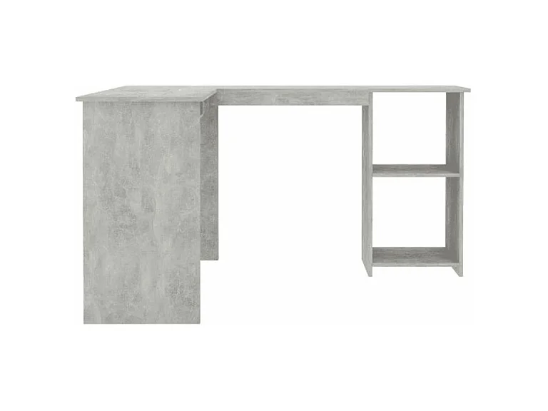 Bureau d'angle 1 tiroir 2 étagères bois gris béton Jayden