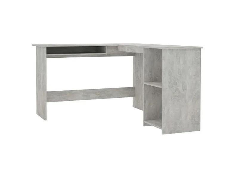Bureau d'angle 1 tiroir 2 étagères bois gris béton Jayden