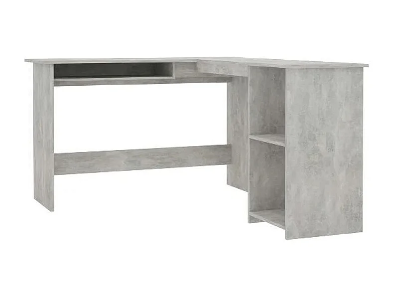 Bureau d'angle 1 tiroir 2 étagères bois gris béton Jayden