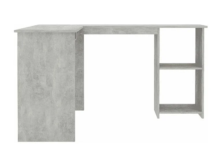 Bureau d'angle 1 tiroir 2 étagères bois gris béton Jayden