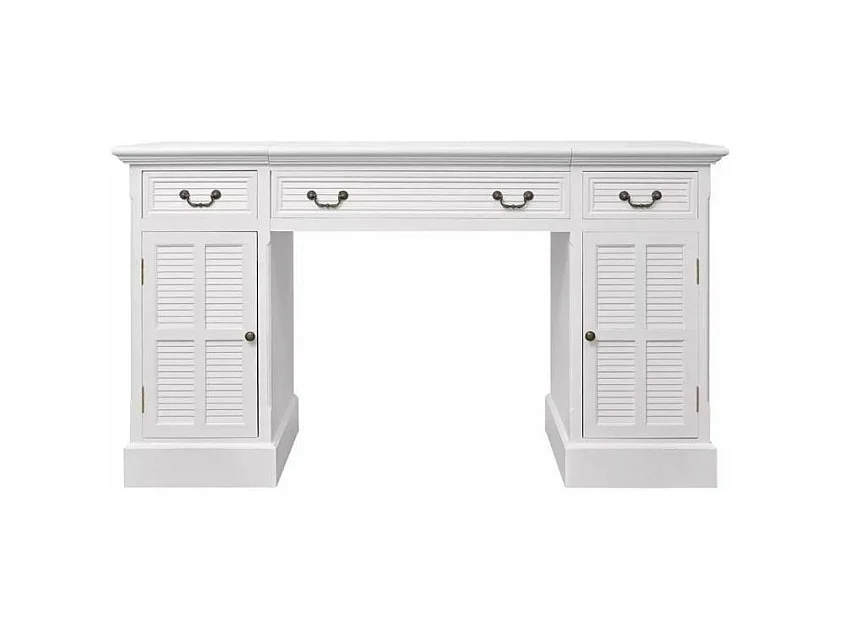 Bureau 3 tiroirs 2 portes bois blanc Vanyarel