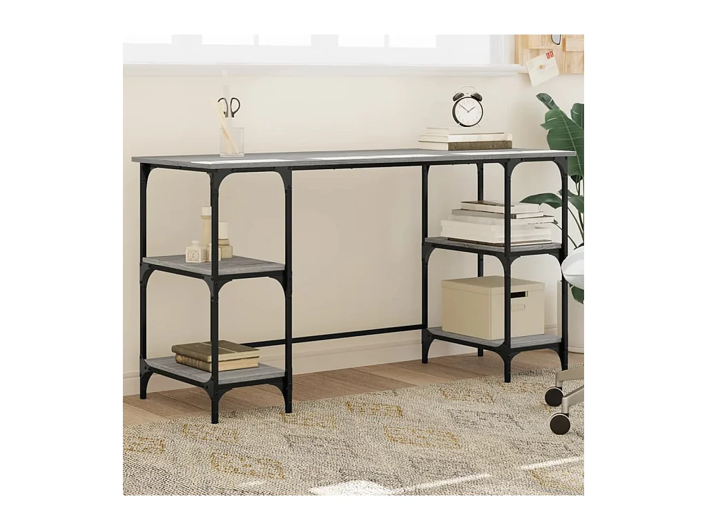 Bureau sonoma gris 140x50x75 métal et bois d'ingénierie