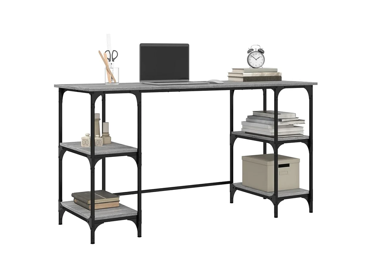 Bureau sonoma gris 140x50x75 métal et bois d'ingénierie