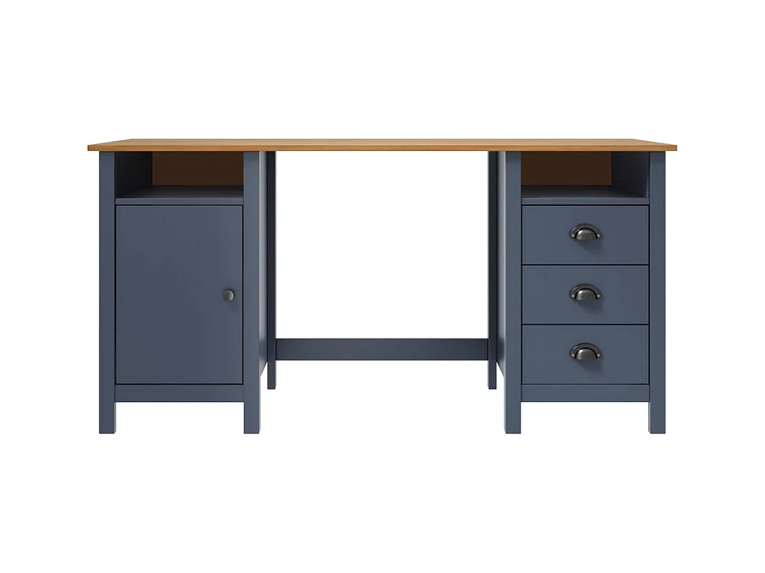 Bureau Hill Range Gris 150x50x74 Bois de pin solide