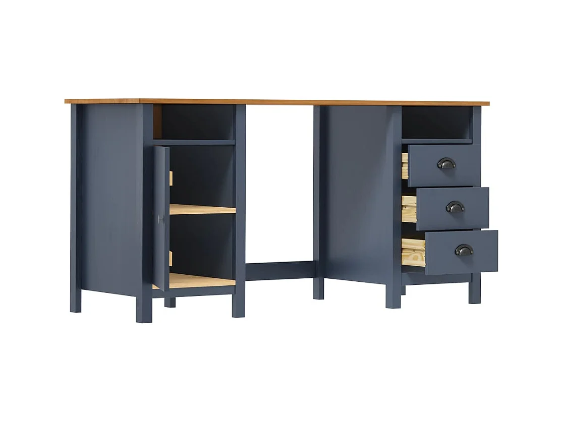 Bureau Hill Range Gris 150x50x74 Bois de pin solide