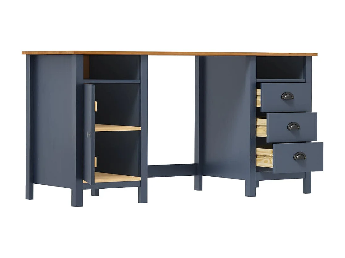 Bureau Hill Range Gris 150x50x74 Bois de pin solide