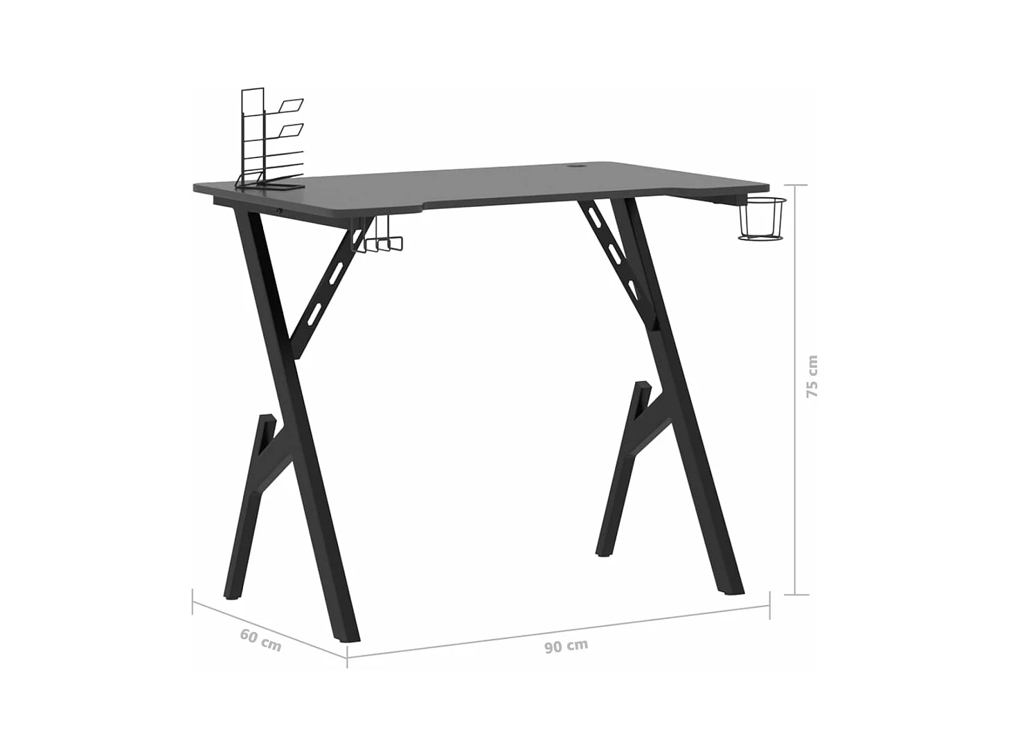 Bureau de jeu avec pieds en forme de Y Noir 90x60x75