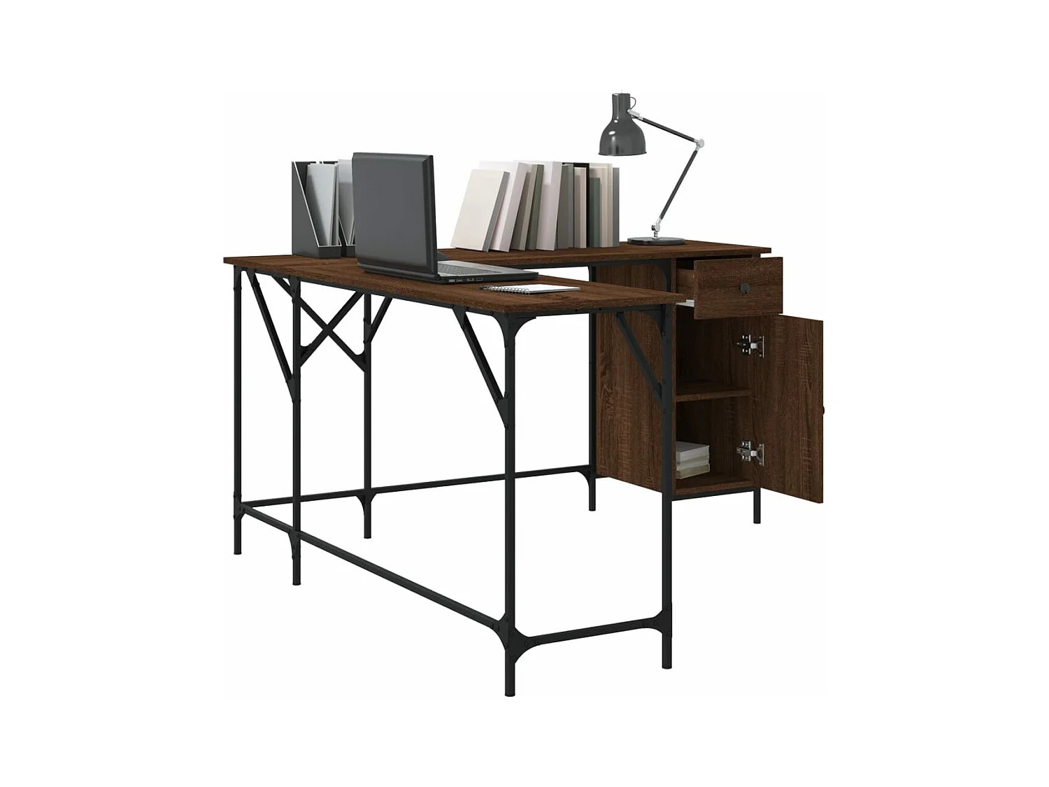 Bureau chêne marron 141x141x75 bois d'ingénierie