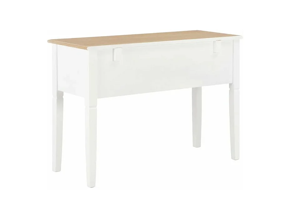 Bureau 5 tiroirs bois clair et pin massif blanc Dean