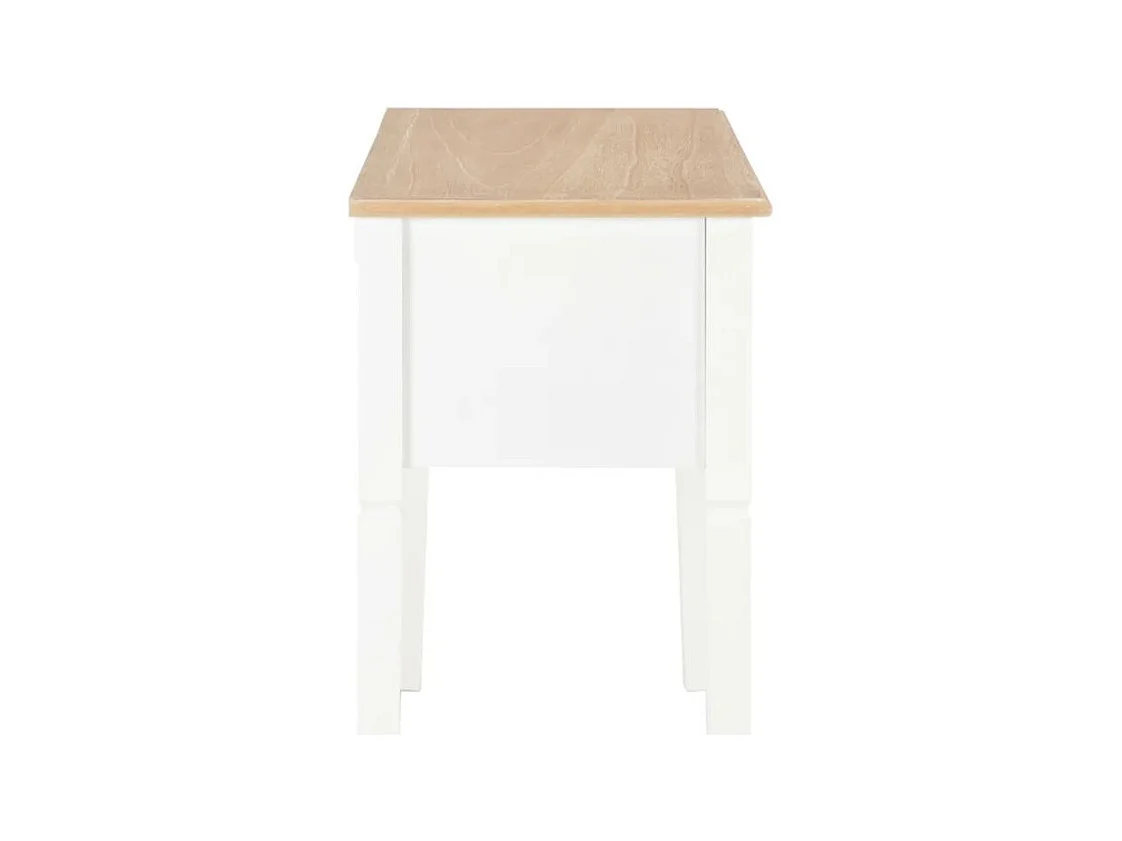 Bureau 5 tiroirs bois clair et pin massif blanc Dean