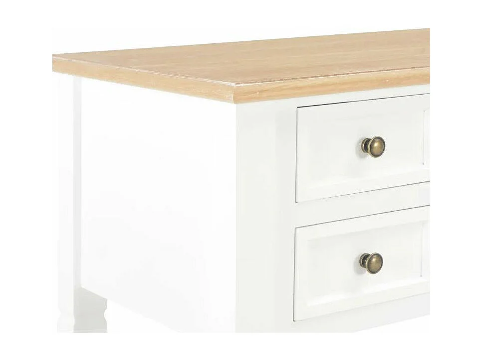 Bureau 5 tiroirs bois clair et pin massif blanc Dean