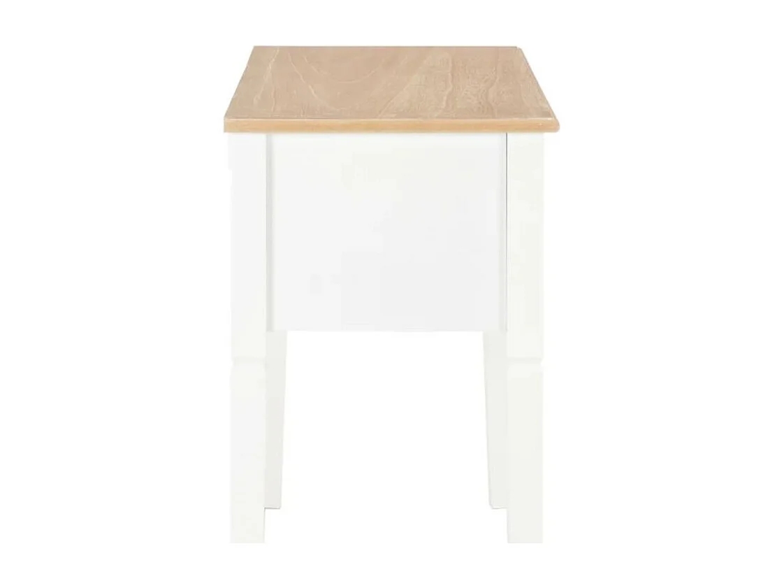 Bureau 5 tiroirs bois clair et pin massif blanc Dean
