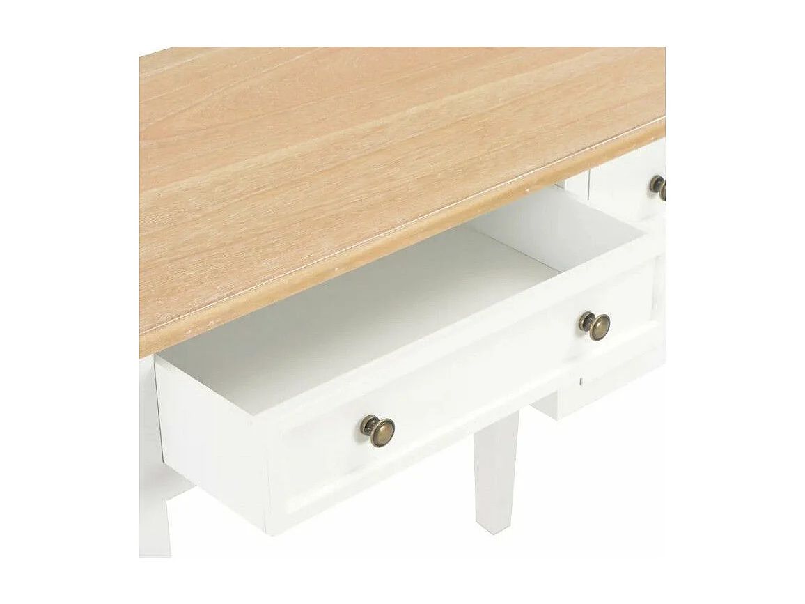 Bureau 5 tiroirs bois clair et pin massif blanc Dean