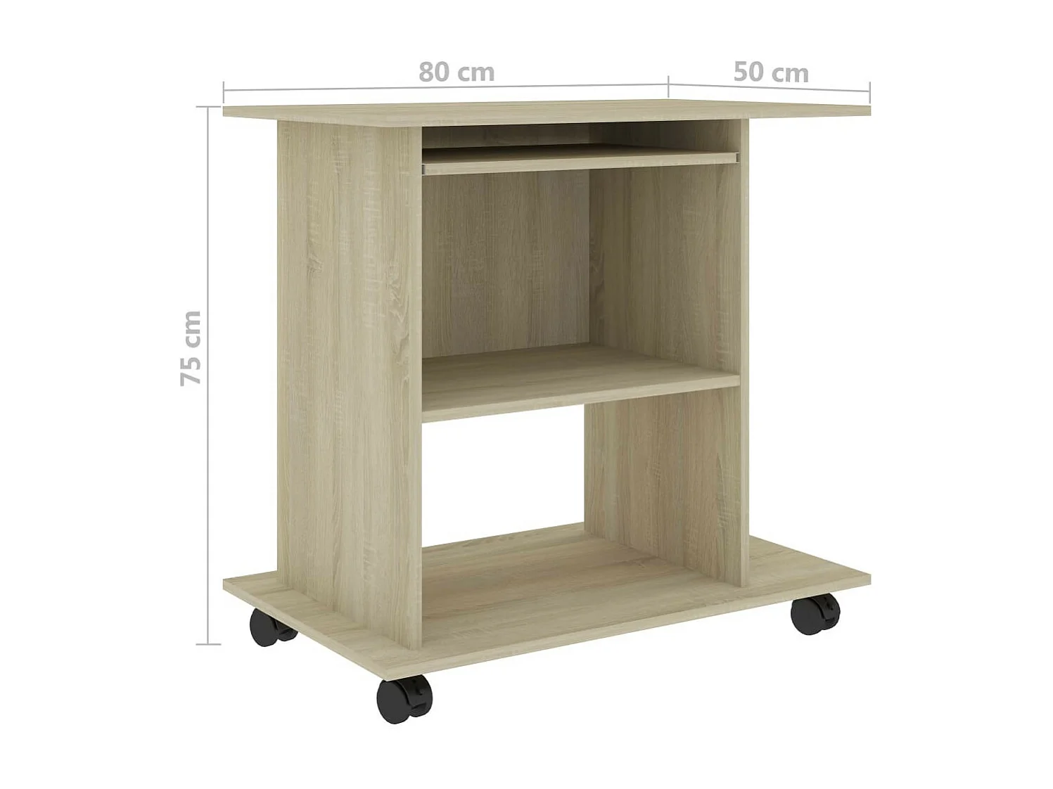 Bureau d'ordinateur Chêne sonoma 80x50x75