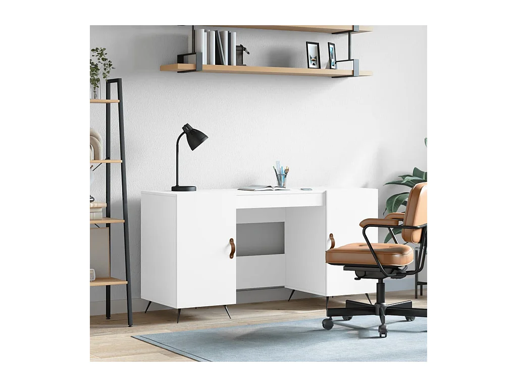 Bureau blanc 140x50x75 bois d'ingénierie