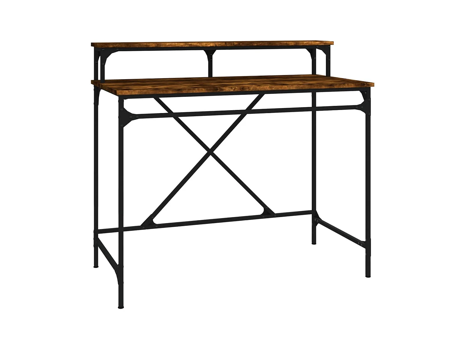 Bureau chêne fumé 100x50x90 bois d'ingénierie et fer