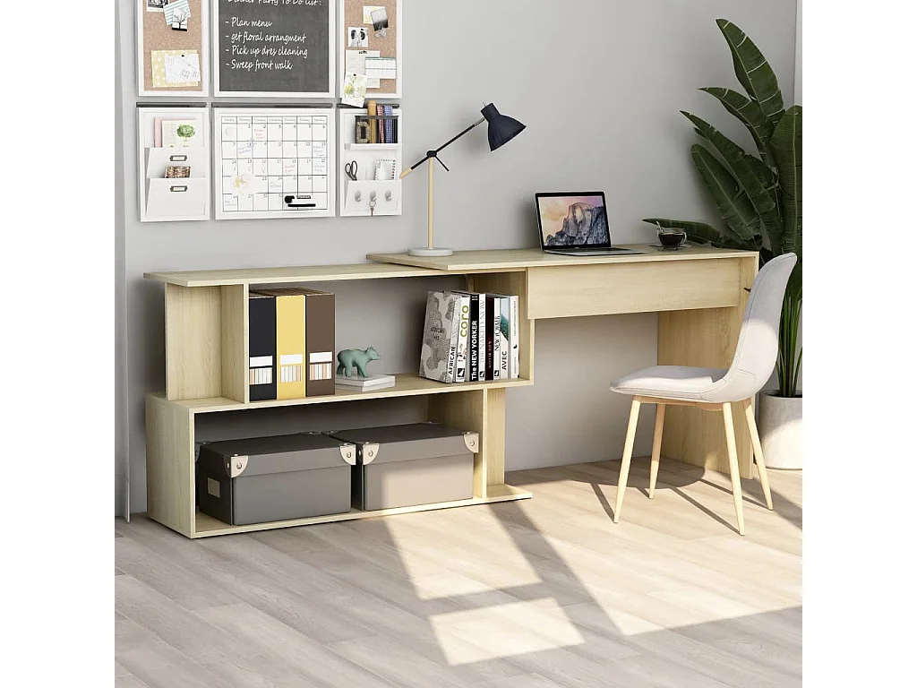 Bureau d'angle Chêne sonoma 200x50x76