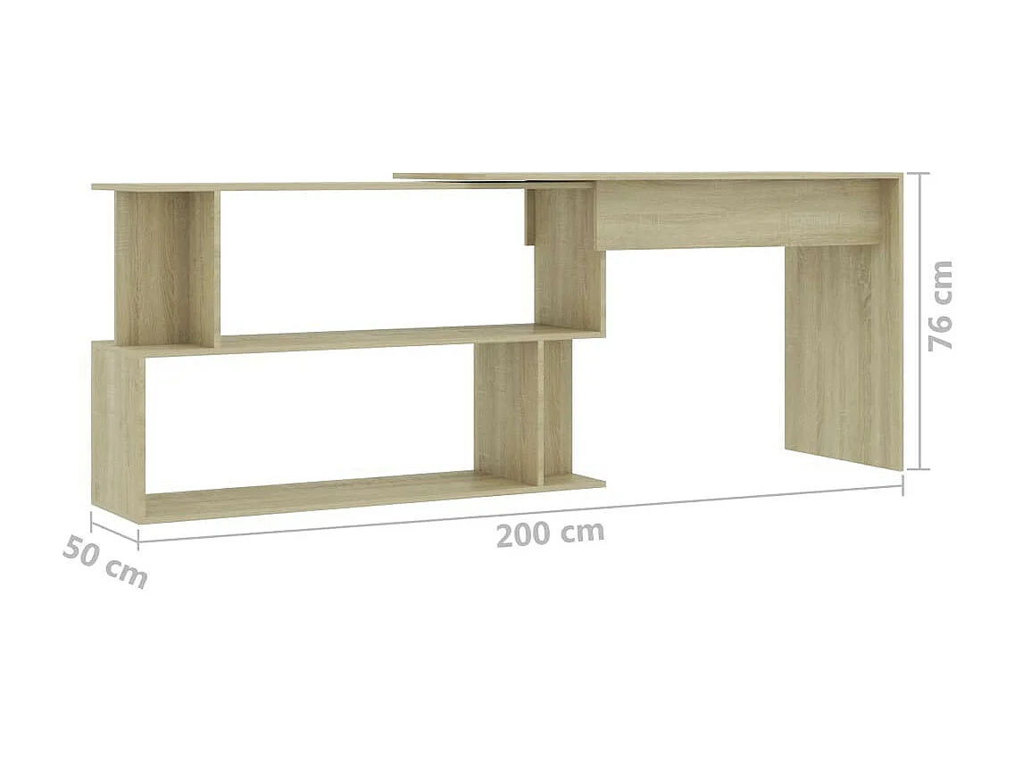 Bureau d'angle Chêne sonoma 200x50x76