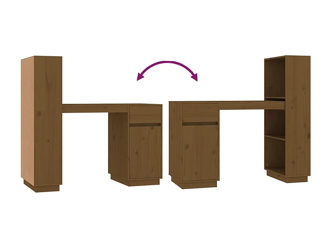 Bureau Marron miel 110x53x117 Bois massif de pin