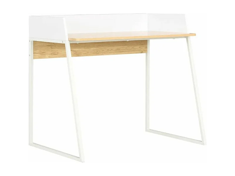 Bureau chêne clair et métal blanc Papyrus