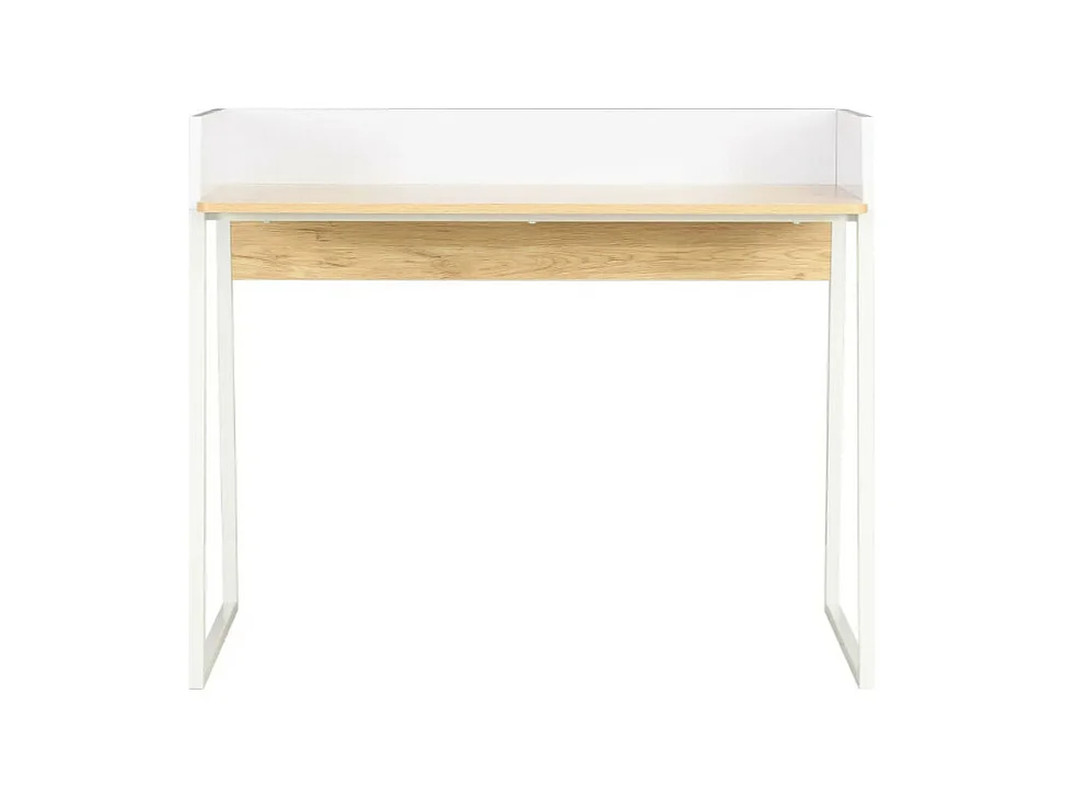 Bureau chêne clair et métal blanc Papyrus