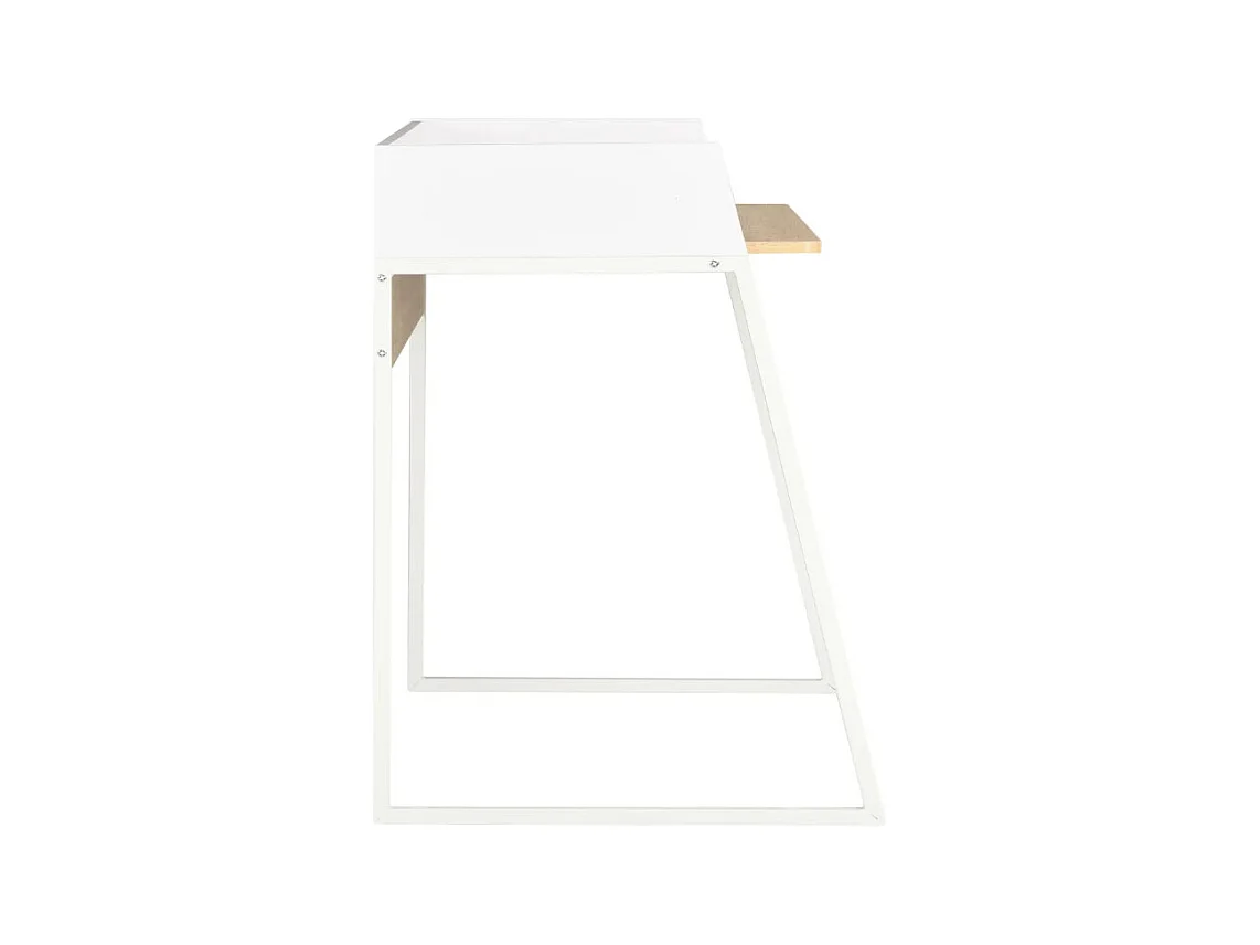 Bureau chêne clair et métal blanc Papyrus