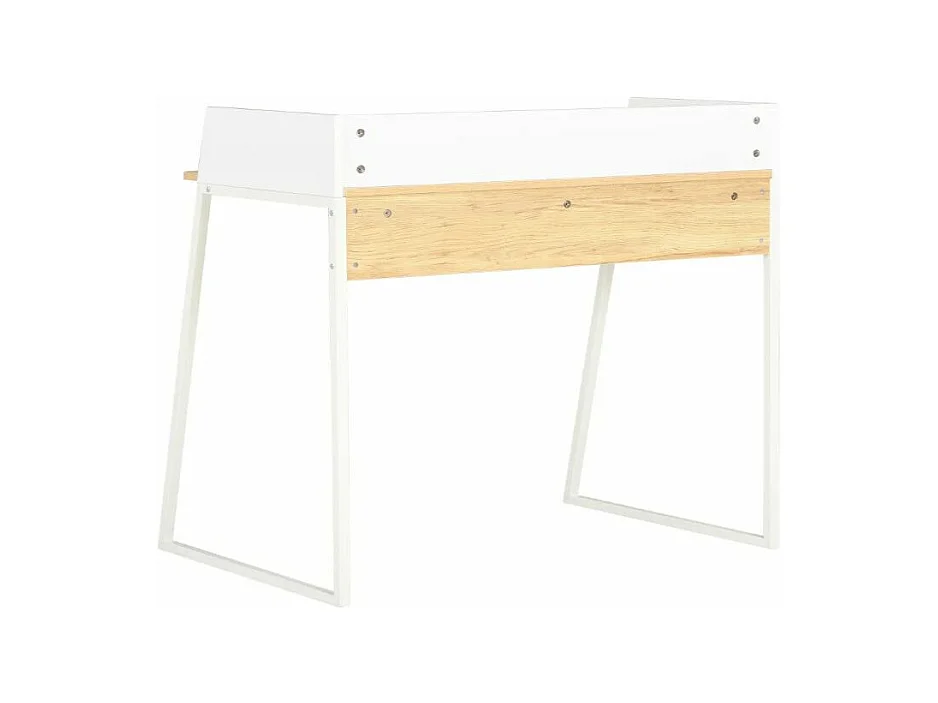 Bureau chêne clair et métal blanc Papyrus