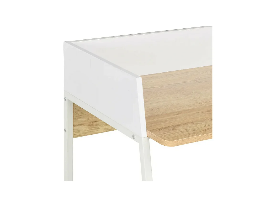 Bureau chêne clair et métal blanc Papyrus