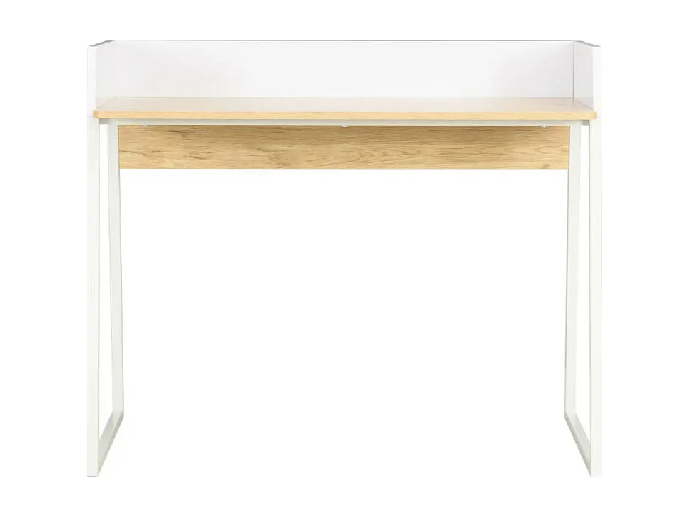 Bureau chêne clair et métal blanc Papyrus