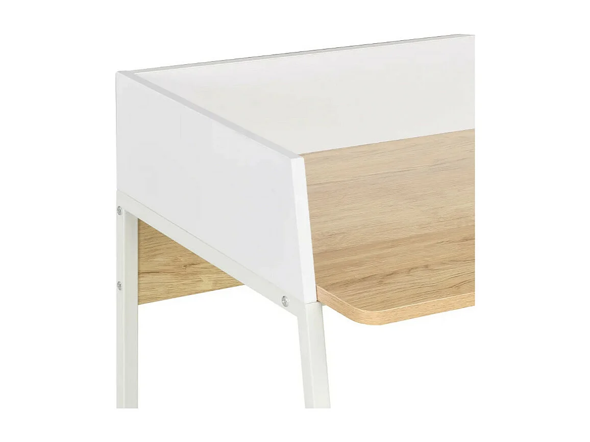 Bureau chêne clair et métal blanc Papyrus