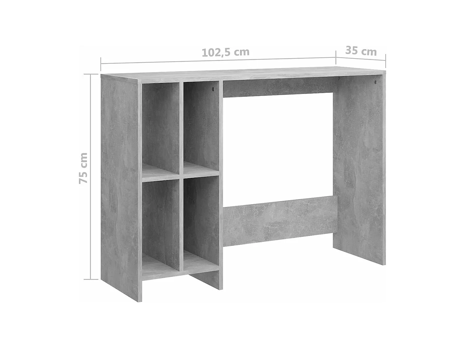 Bureau d'ordinateur portable Gris béton 102,5x35x75