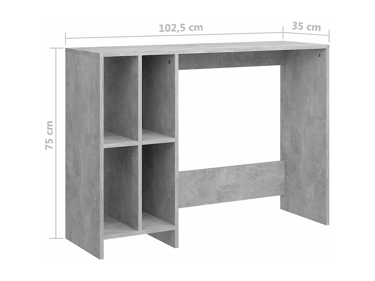 Bureau d'ordinateur portable Gris béton 102,5x35x75