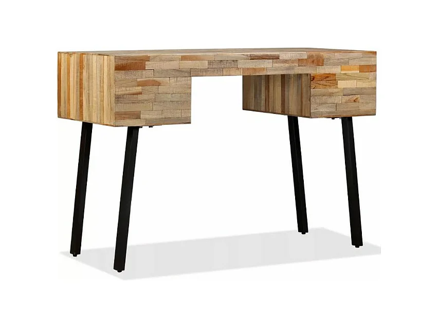 Bureau 4 tiroirs teck massif recyclé et pieds métal noir Voust