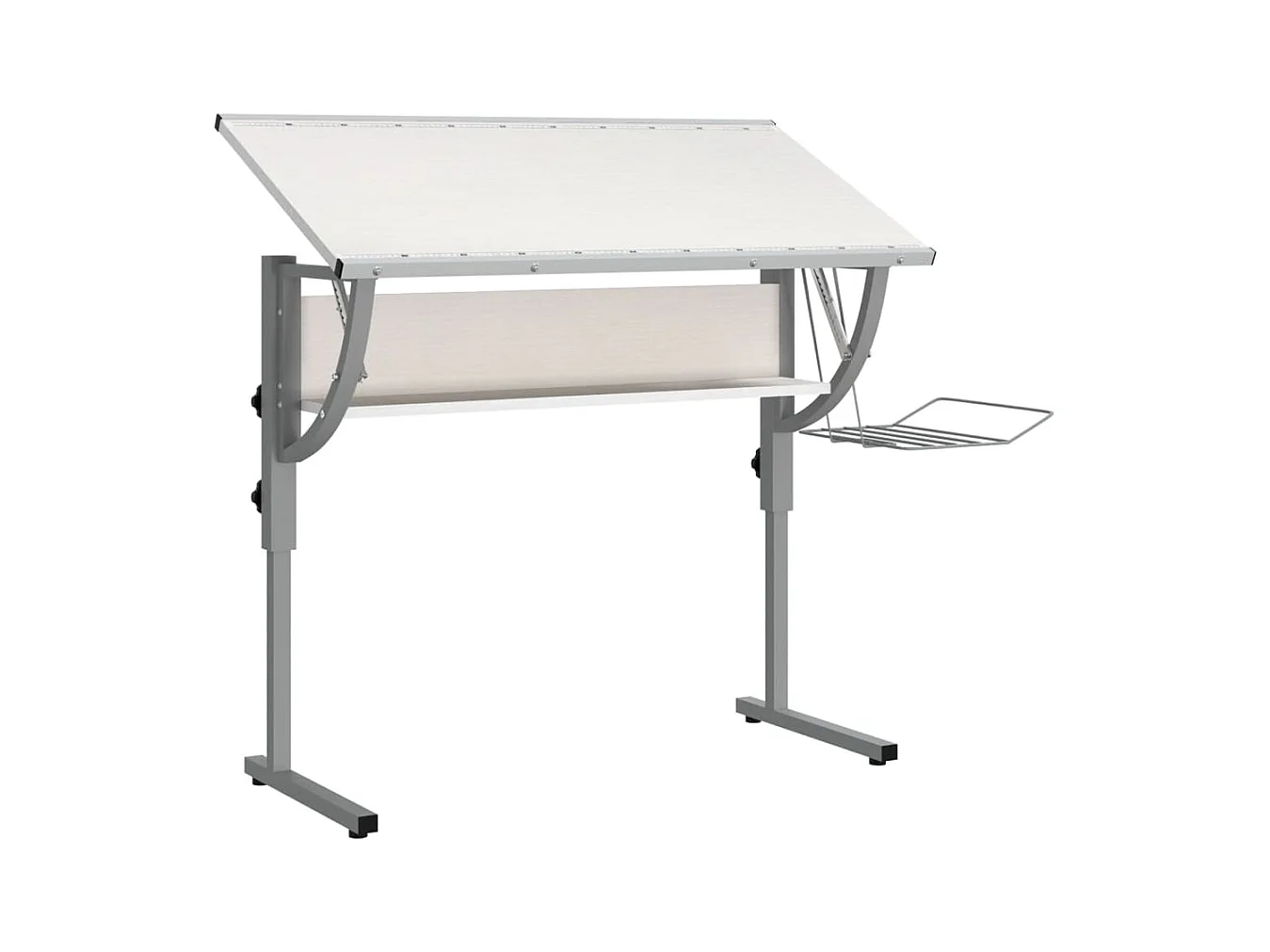 Bureau d'artisanat blanc et gris 110x53x(58-87) cm