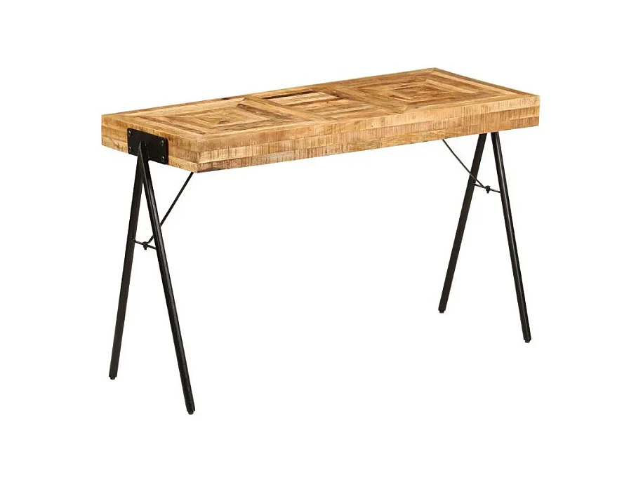 Bureau manguier massif clair et pieds métal noir Illico