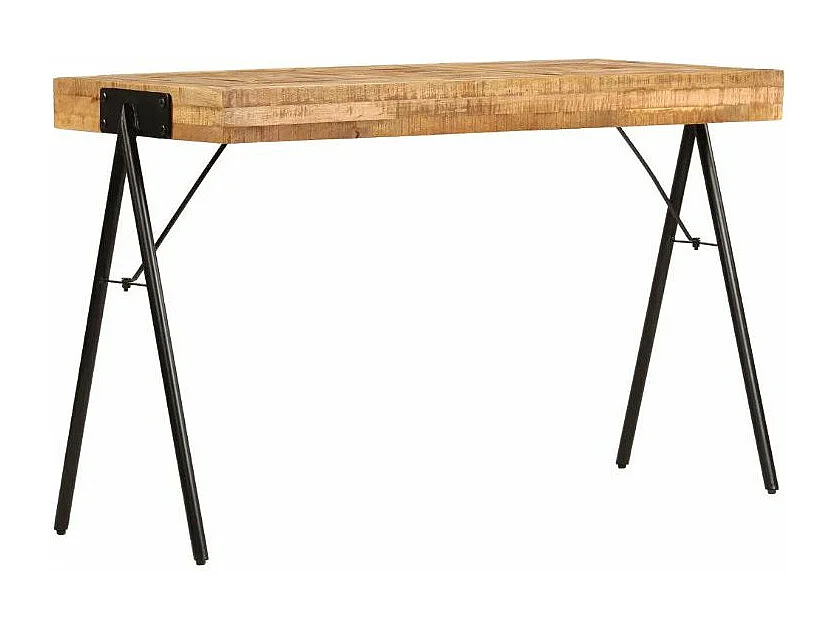 Bureau manguier massif clair et pieds métal noir Illico