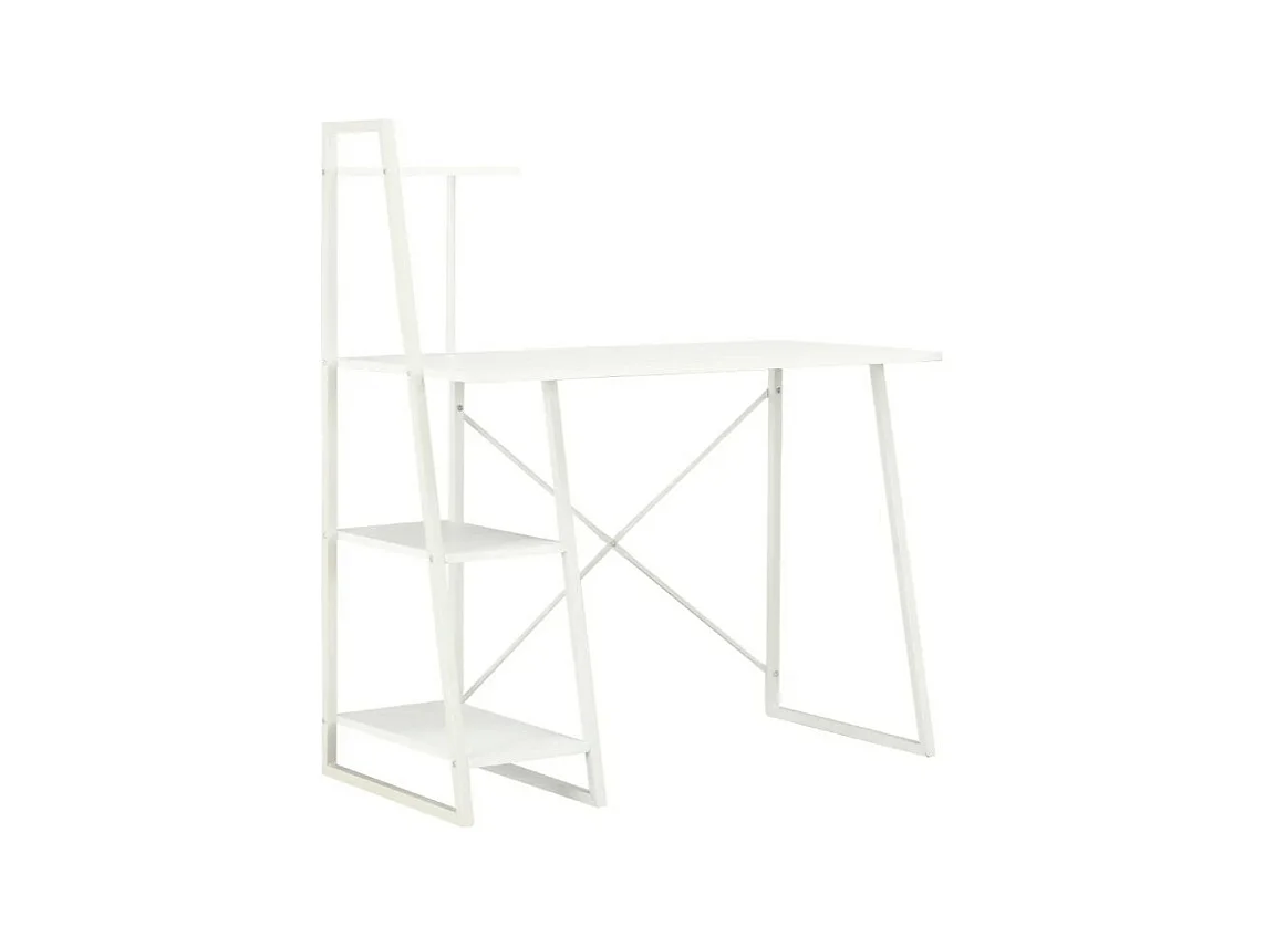 Bureau 4 étagères bois et métal blanc Rohan