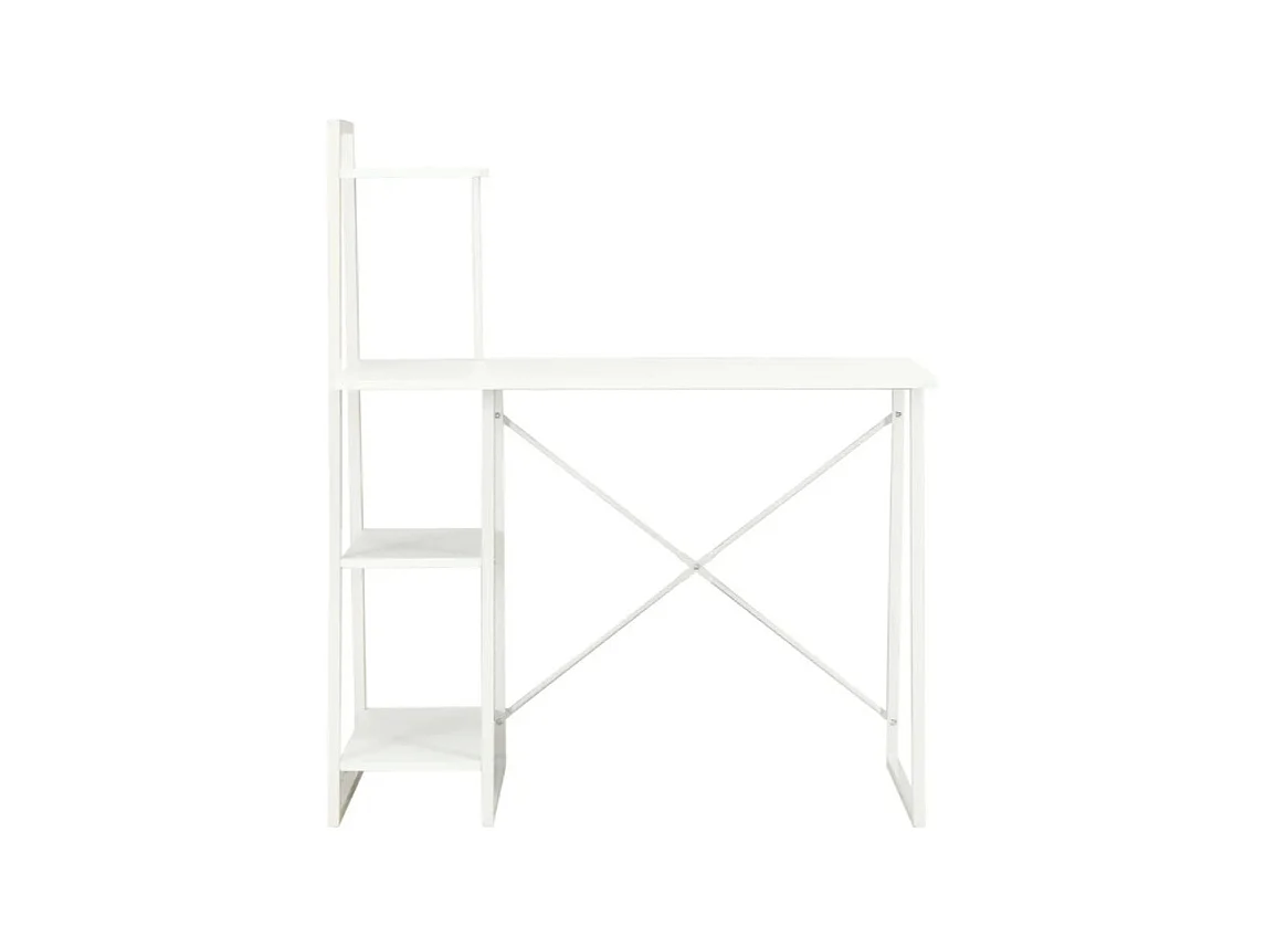 Bureau 4 étagères bois et métal blanc Rohan