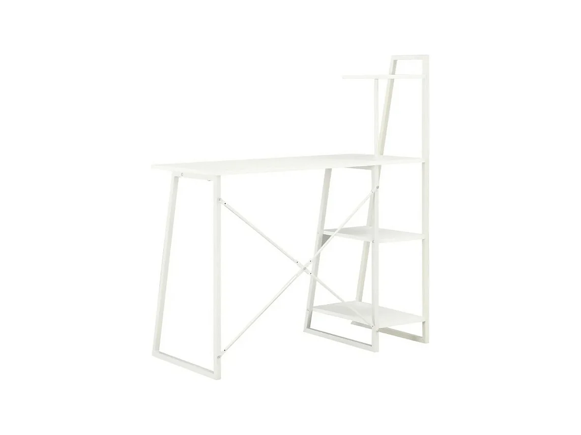 Bureau 4 étagères bois et métal blanc Rohan