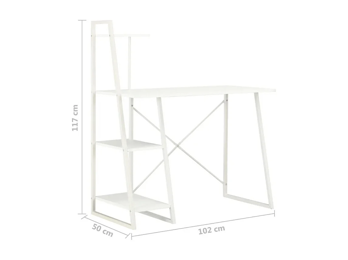 Bureau 4 étagères bois et métal blanc Rohan