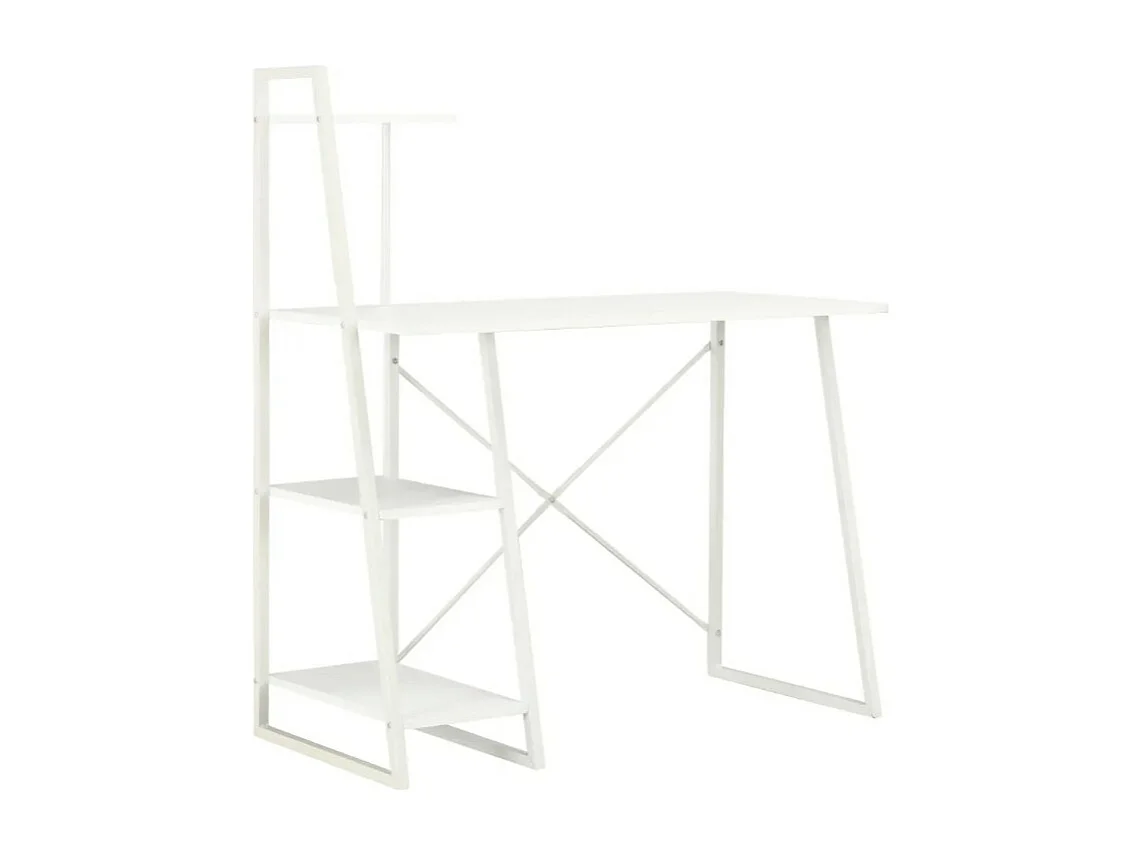 Bureau 4 étagères bois et métal blanc Rohan