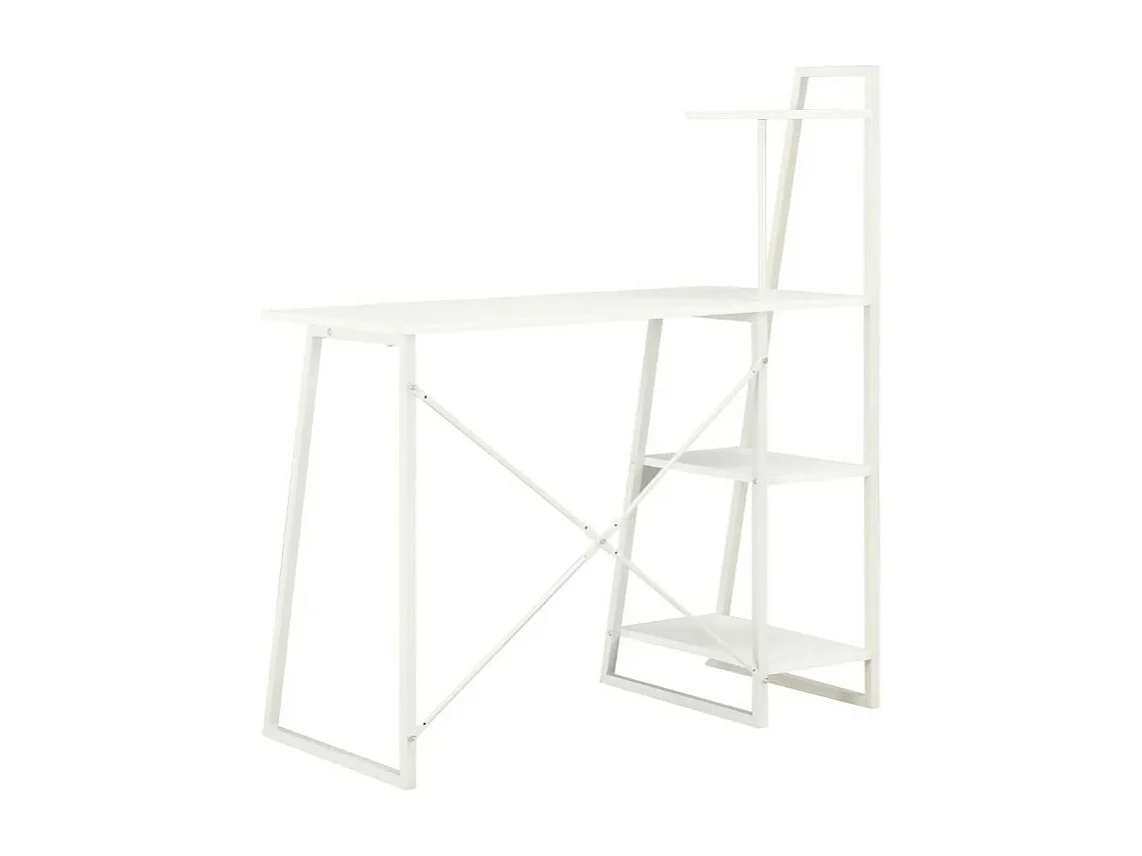 Bureau 4 étagères bois et métal blanc Rohan